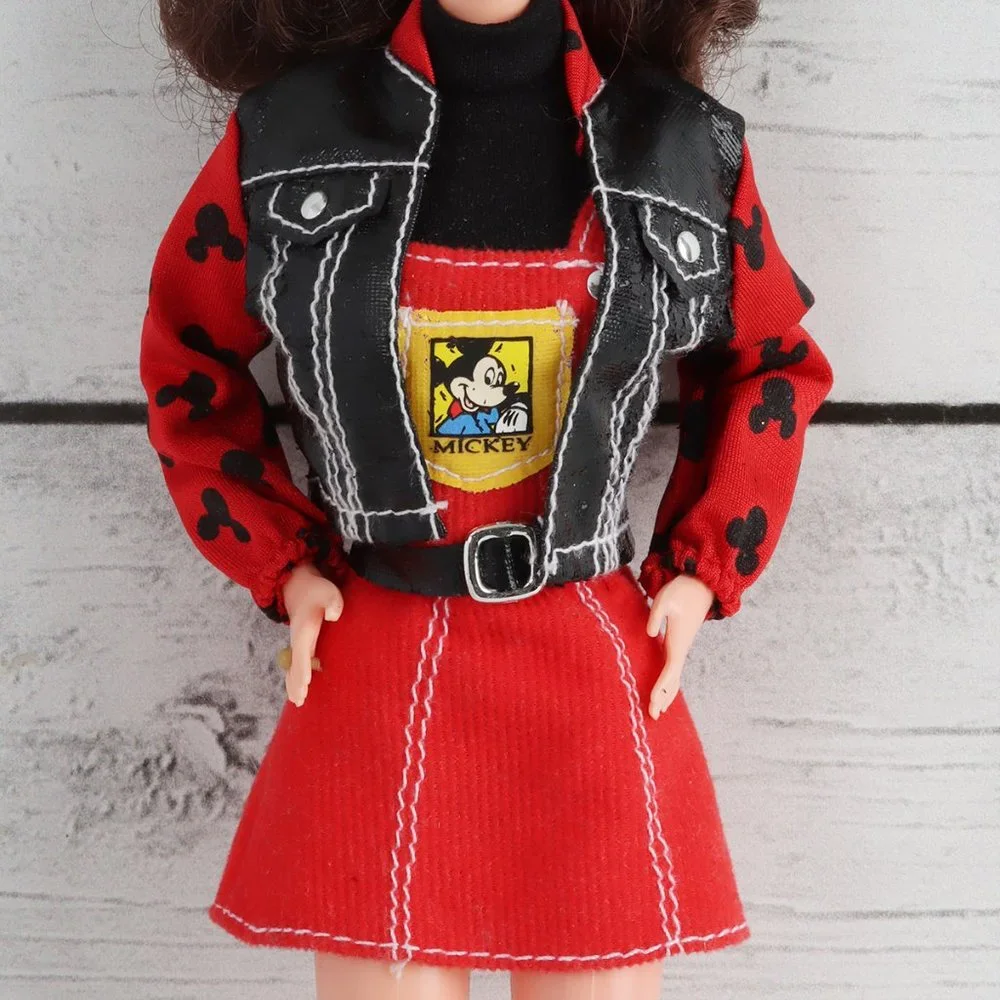Disney Brunette Barbie in Outfit, Mickey Mouse Ears, Dress, Jacket and Boots
